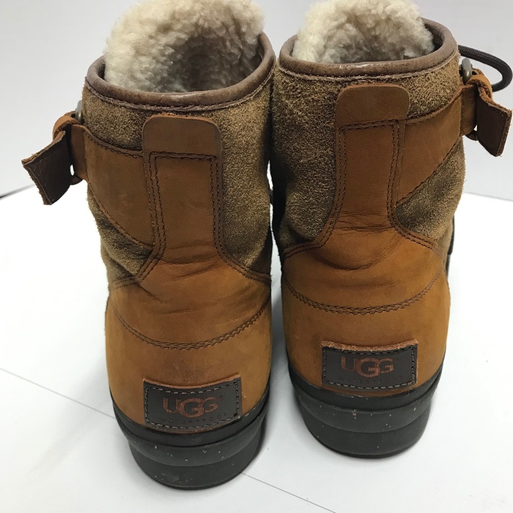 UGG Australia Adirondack Waterproof Duck Boots Brown Leather Suede Shearling - Picture 4 of 16